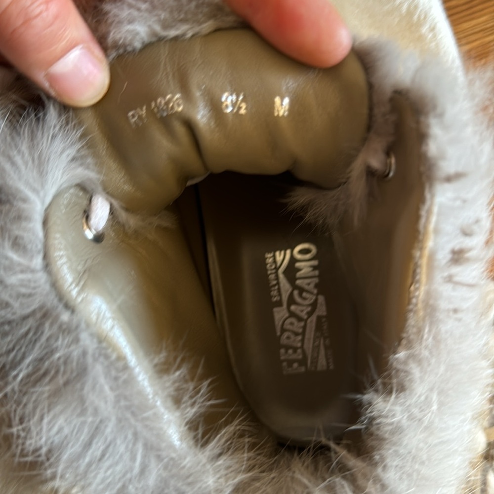 Salvatore Ferragamo Fur-Trimmed Leather Sneakers - Picture 13 of 13